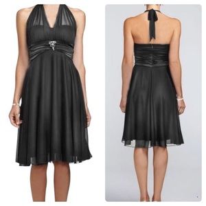 David'sBridal Illusion Halter Purple Dress